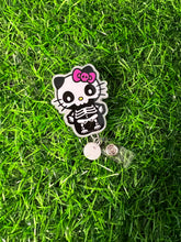 Load image into Gallery viewer, Cat Character X-Ray Skeleton UV Glow Retractable Badge Reel
